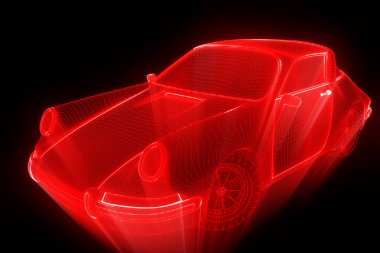 Yarış araba Hologram tel kafes. Güzel 3d render