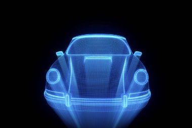 Yarış araba Hologram tel kafes. Güzel 3d render