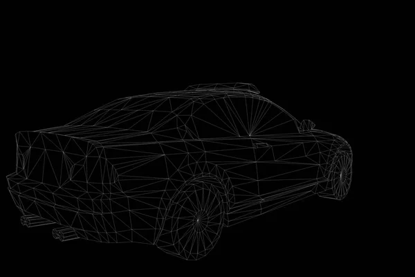 Police Car in Hologram Wireframe Style. Nice 3D Rendering — Stock Photo, Image