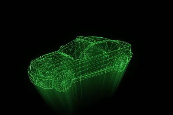 Policejní auto ve stylu drátového modelu Hologram. Pěkný 3d vykreslování — Stock fotografie