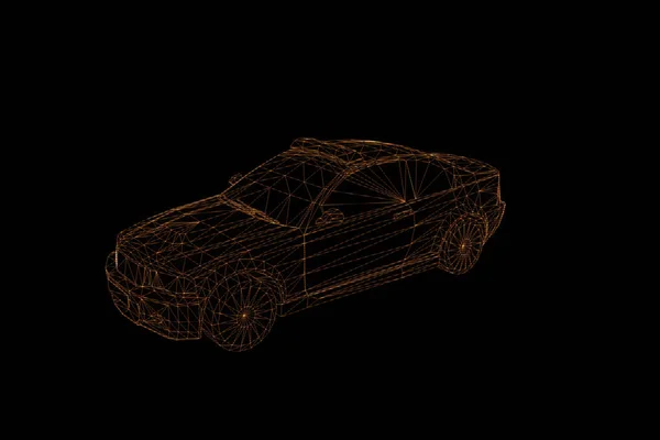 Police Car in Hologram Wireframe Style. Nice 3D Rendering — Stock Photo, Image