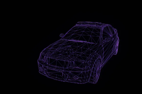 ホログラム ワイヤ フレーム スタイルで警察の車。素敵な 3 d レンダリング — ストック写真