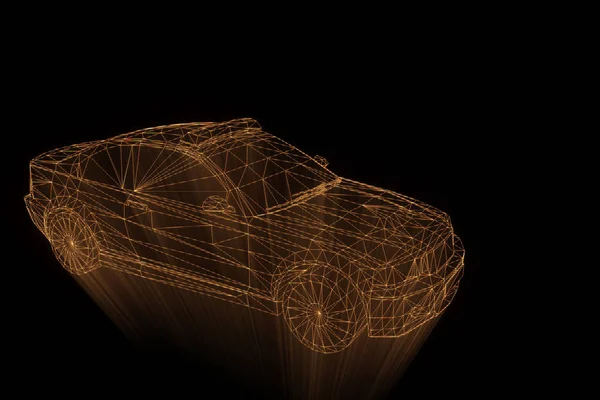 Carro de polícia no holograma Wireframe Style. Boa renderização 3D — Fotografia de Stock