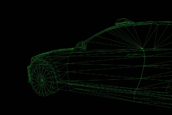 Samochód policyjny w stylu model szkieletowy Hologram. Ładne renderowania 3d — Zdjęcie stockowe