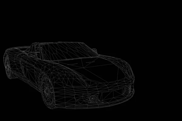 Corse auto ologramma Wireframe. Rendering 3D piacevole — Foto Stock