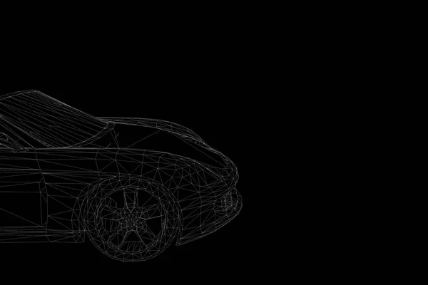 레이싱 자동차 홀로그램 와이어 프레임입니다. 멋진 3d 렌더링 — 스톡 사진