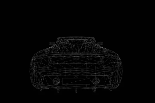 รถแข่งโฮโลแกรมกรอบลวด ดี 3D Rendering — ภาพถ่ายสต็อก