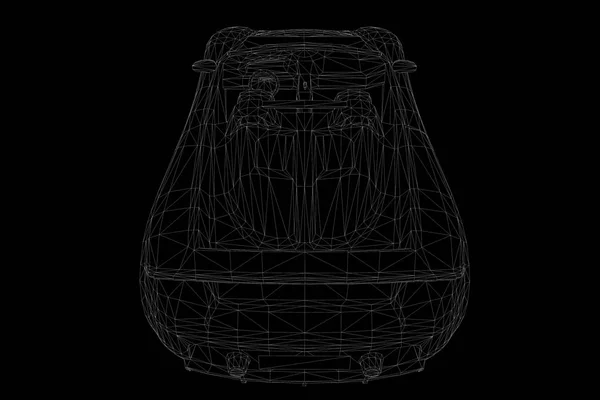 Racing Car Hologram Wireframe. Nice 3D Rendering — Stock Photo, Image