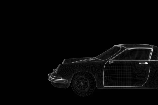 Corse auto ologramma Wireframe. Rendering 3D piacevole — Foto Stock