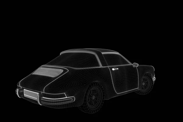 Hologramme de voiture de course Wireframe. Belle rendu 3D — Photo