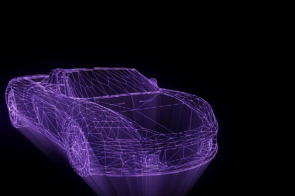 Racing Car Hologram Wireframe. Nice 3D Rendering — Stock Photo, Image