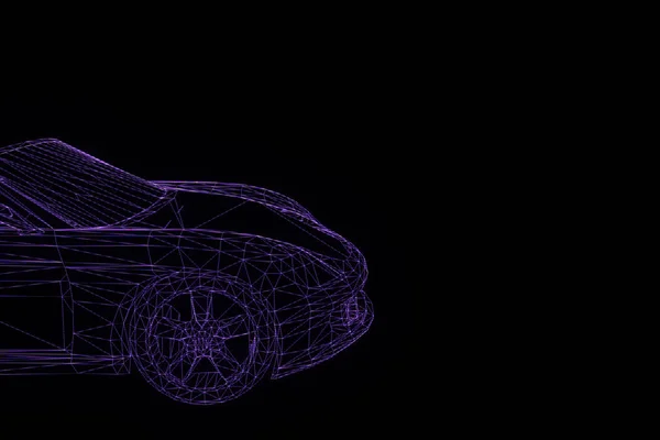 Carro de corrida holograma Wireframe. Boa renderização 3D — Fotografia de Stock