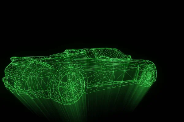 Racing Car Hologram Wireframe. Nice 3D Rendering — Stock Photo, Image