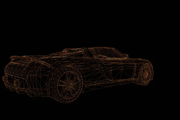 Corse auto ologramma Wireframe. Rendering 3D piacevole — Foto Stock