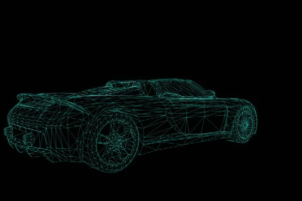 赛车汽车全息线框。漂亮的 3d 渲染 — 图库照片