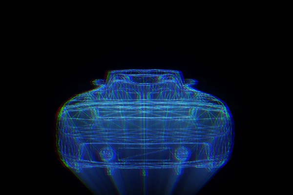 Racing bil Hologram trådram. Fina 3d-Rendering — Stockfoto