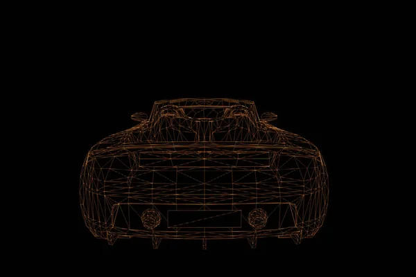 Corse auto ologramma Wireframe. Rendering 3D piacevole — Foto Stock