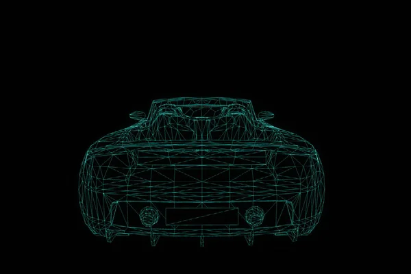 Yarış araba Hologram tel kafes. Güzel 3d render — Stok fotoğraf