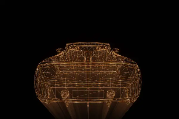 Corse auto ologramma Wireframe. Rendering 3D piacevole — Foto Stock