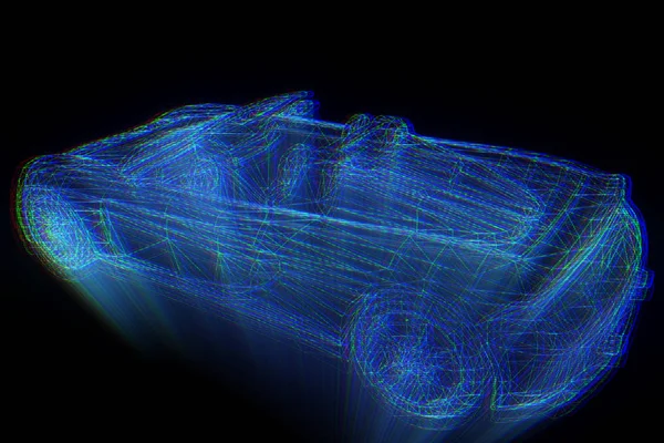 レース車ホログラム ワイヤ フレーム。素敵な 3 d レンダリング — ストック写真