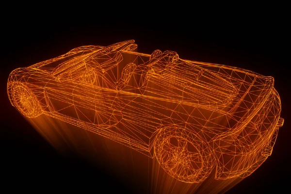 Racing bil Hologram trådram. Fina 3d-Rendering — Stockfoto