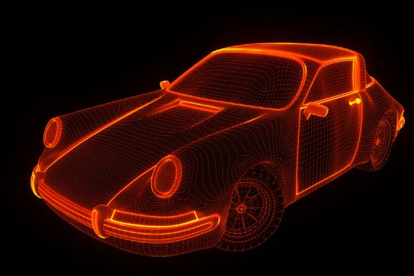 Corse auto ologramma Wireframe. Rendering 3D piacevole — Foto Stock