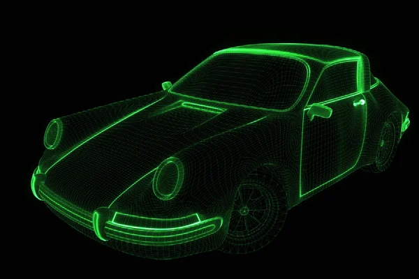 Automovilismo Holograma Wireframe. Niza 3D Rendering — Foto de Stock