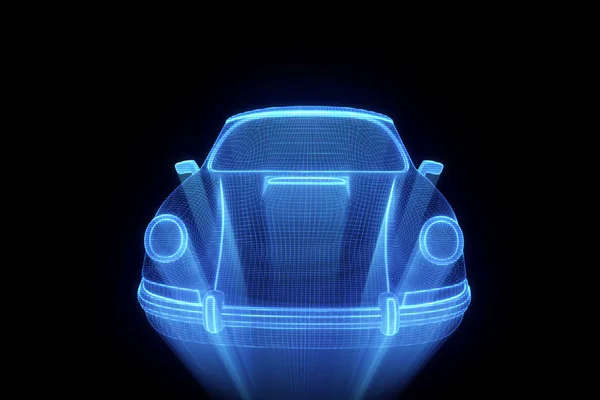 Carro de corrida holograma Wireframe. Boa renderização 3D — Fotografia de Stock