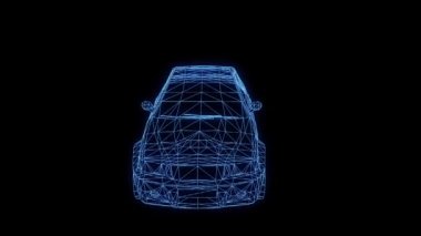 Polis arabası Hologram tel kafes tarzı. Güzel 3d render