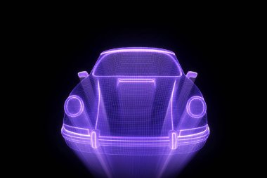 Yarış araba Hologram tel kafes. Güzel 3d render