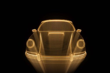 Yarış araba Hologram tel kafes. Güzel 3d render