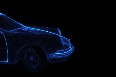 Yarış araba Hologram tel kafes. Güzel 3d render