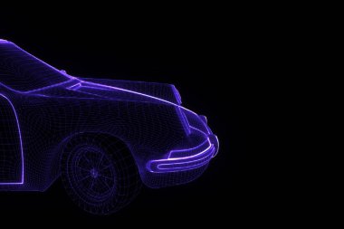 Yarış araba Hologram tel kafes. Güzel 3d render