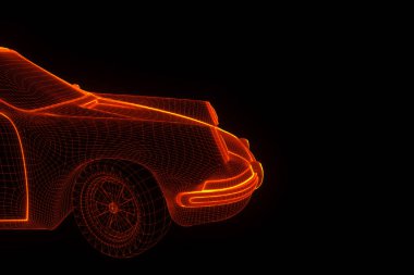 Yarış araba Hologram tel kafes. Güzel 3d render