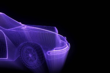 Yarış araba Hologram tel kafes. Güzel 3d render