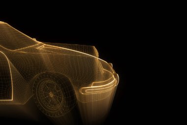 Yarış araba Hologram tel kafes. Güzel 3d render