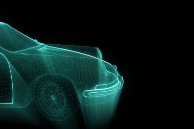 Yarış araba Hologram tel kafes. Güzel 3d render