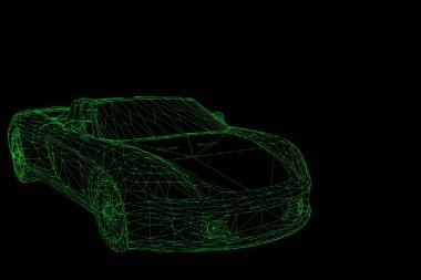 Yarış araba Hologram tel kafes. Güzel 3d render