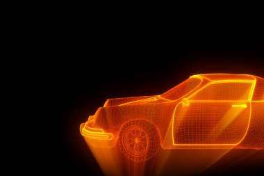 Yarış araba Hologram tel kafes. Güzel 3d render