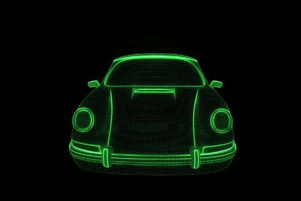 Carro de corrida holograma Wireframe. Boa renderização 3D — Fotografia de Stock