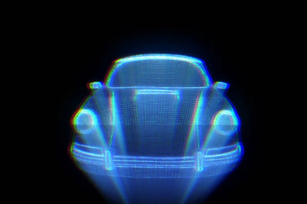 赛车汽车全息线框。漂亮的 3d 渲染 — 图库照片