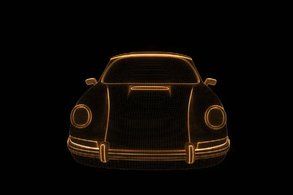 Carro de corrida holograma Wireframe. Boa renderização 3D — Fotografia de Stock