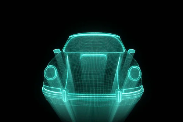 Голограмма гоночных автомобилей Wireframe. Nice 3D Rendering — стоковое фото