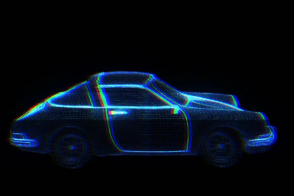 Wyścigi samochodów Hologram szkielet. Ładne renderowania 3d — Zdjęcie stockowe