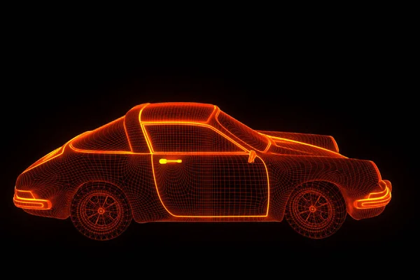 레이싱 자동차 홀로그램 와이어 프레임입니다. 멋진 3d 렌더링 — 스톡 사진