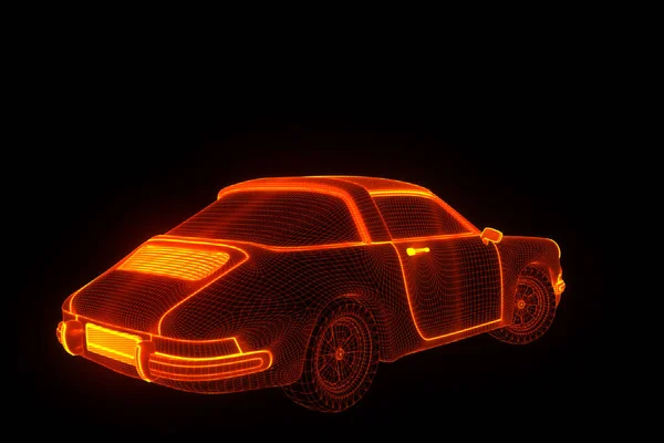 Verseny autó Hologram drótváz. Szép 3D-s renderelés — Stock Fotó