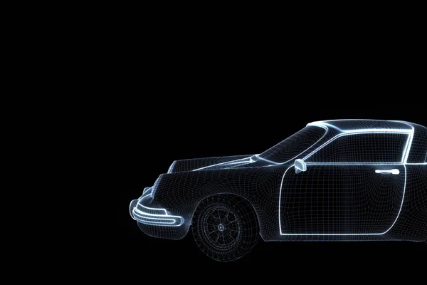 Racing Car Hologram Wireframe. Nice 3D Rendering