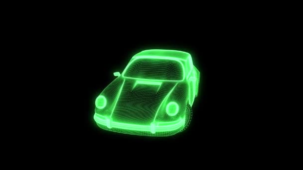 Hologramme de voiture de course Wireframe. Belle rendu 3D — Video