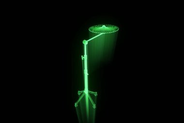 Tel Çerçeve hologramı tarzı 3D davul seti. Güzel 3d render