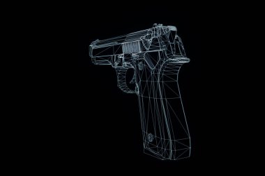 3D silah Hologram Wireframe hareket. Güzel 3d render